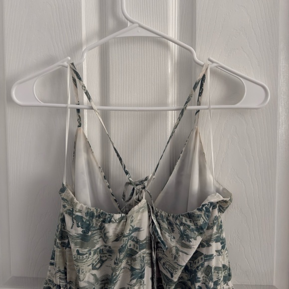 Abercrombie French Toile Green & White Spaghetti Strap Maxi Dress - Picture 5 of 9